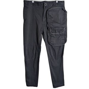 Embellish Black cotton cargo thigh zippered pockets casual pants mens 36